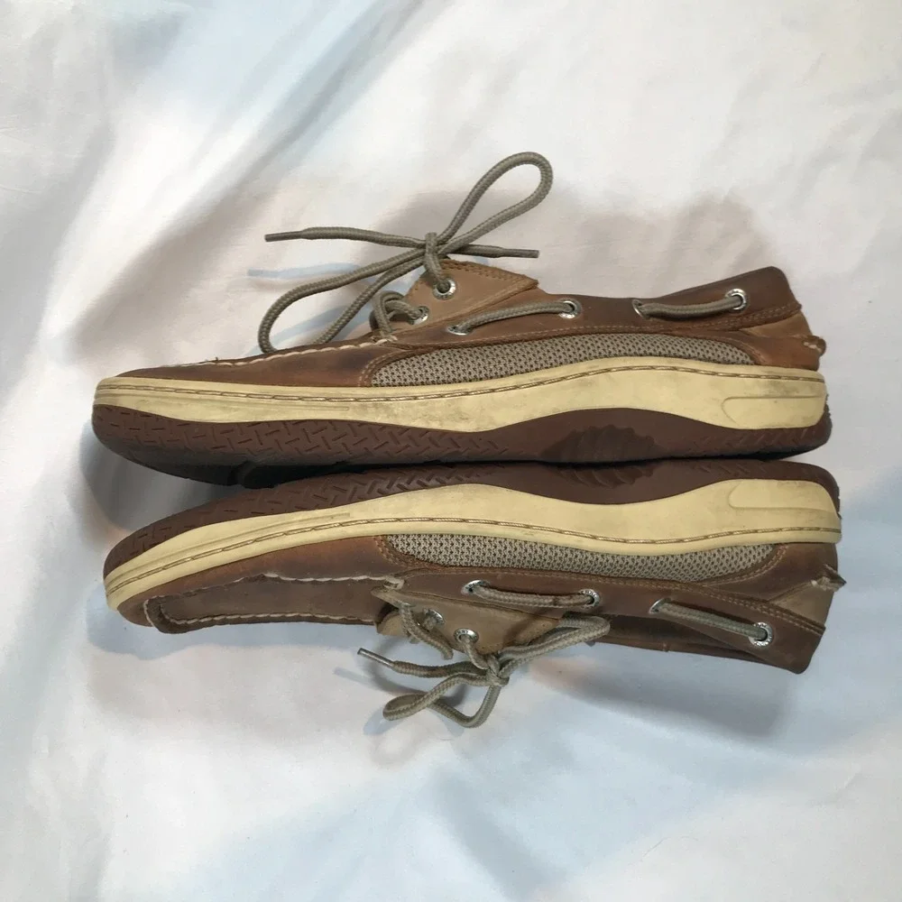 Sperry‎ Top-Sider Billfish Boat 3-Eye Tan/Beige Leather Lace Up Shoes Mens 9.5 M